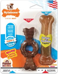 Nylabone Just for Puppies Teething Chew Ring Flavor Medley & Chicken Dog Bone, X-Small, 2 count