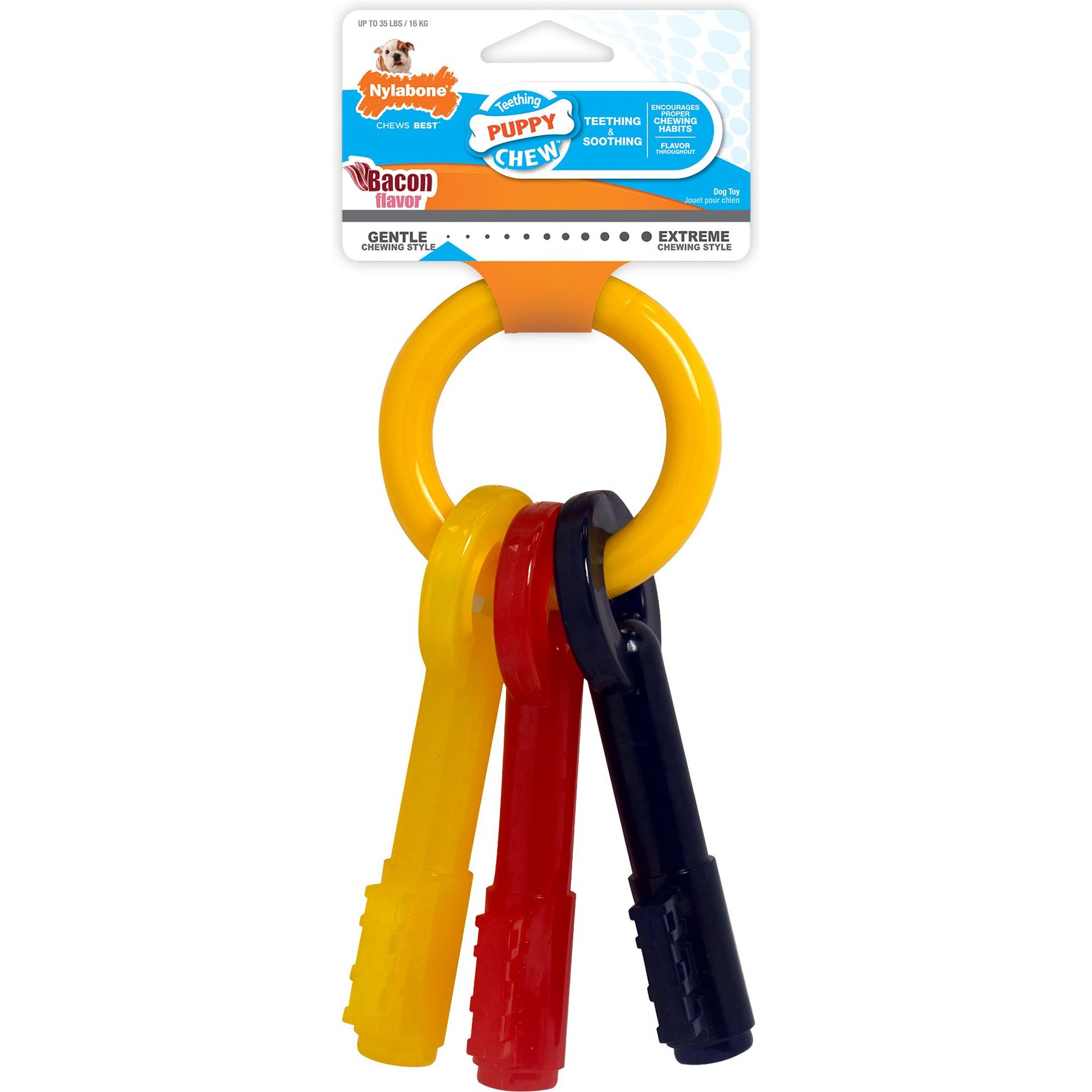 NYLABONE Just for Puppies Teething Chew Toy Keys Bacon