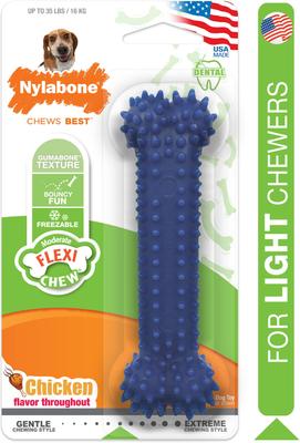 Show full view: Nylabone Moderate Chew FlexiChew Dental Chew Toy, Textured Bone, Chicken, Medium slide 9 of 13