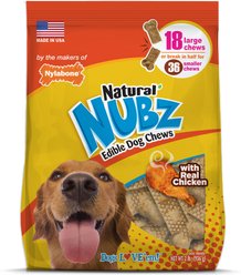 Nylabone Natural Nubz Chicken Dog Treat, Large, 18 count
