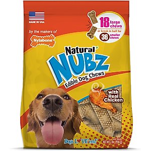 Nylabone Natural Nubz Chicken Dog Treat, Large, 18 count