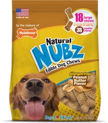 Nylabone Natural Nubz Peanut Butter Large Dog Treats, 18 count