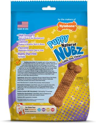 Show full view: Nylabone Nubz Turkey & Sweet Potato Chew Treat, 8 count + Puppy Chew Teething Pacifier Dog Toy, Small slide 7 of 9