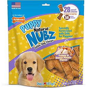 Nylabone Nubz Turkey & Sweet Potato Flavored Puppy Chew Treat, 28 count