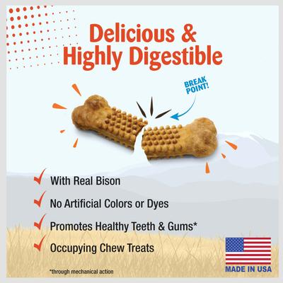 Show full view: Nylabone Nubz WILD Natural Long Lasting Edible Bison Flavor Jumbo Dog Chew Treat, 2 count slide 3 of 11