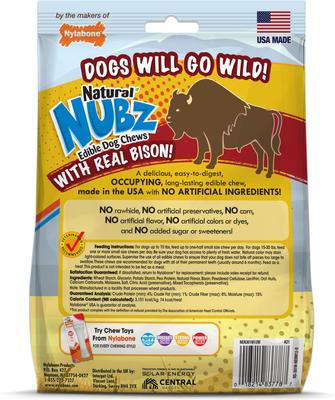 Show full view: Nylabone Nubz WILD Natural Long Lasting Edible Bison Flavor Small Dog Chew Treat, 12 count slide 8 of 10