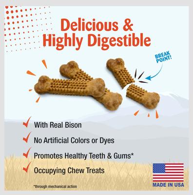 Show full view: Nylabone Nubz WILD Natural Long Lasting Edible Bison Flavor Small Dog Chew Treat, 4 count slide 3 of 10