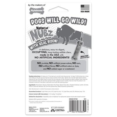 Show full view: Nylabone Nubz WILD Natural Long Lasting Edible Bison Flavor Small Dog Chew Treat, 4 count slide 8 of 10