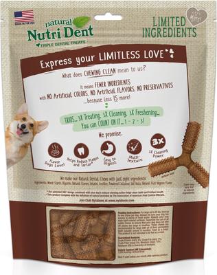 Show full view: Nylabone Nutri Dent Easy Hold Trios Dental Dog Treat, Filet Mignon, Medium, 20 count slide 7 of 11