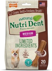Nylabone Nutri Dent Filet Mignon Flavored Dog Dental Chews, Medium, 20 count