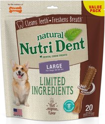 Nylabone Nutri Dent Filet Mignon Flavored Dog Dental Chews, Regular, Large, 20 Count