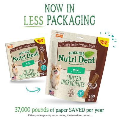 Show full view: Nylabone Nutri Dent Filet Mignon Flavored Dog Dental Chews, Regular, Mini, 160 Count slide 3 of 13