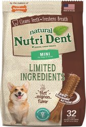 Nylabone Nutri Dent Filet Mignon Flavored Dog Dental Chews, Regular, Mini 32 Count