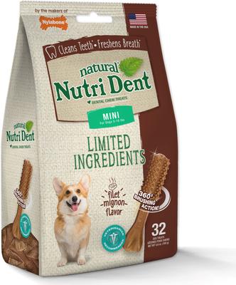 Show full view: Nylabone Nutri Dent Filet Mignon Flavored Dog Dental Chews, Regular, Mini 32 Count slide 9 of 13