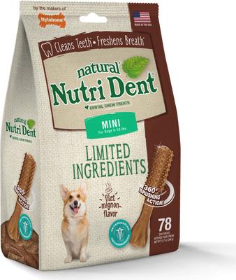 Show full view: Nylabone Nutri Dent Filet Mignon Flavored Dog Dental Chews, Regular, Mini, 78 Count slide 9 of 13