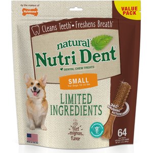 Nylabone Nutri Dent Filet Mignon Flavored Dog Dental Chews, Small, 64 count