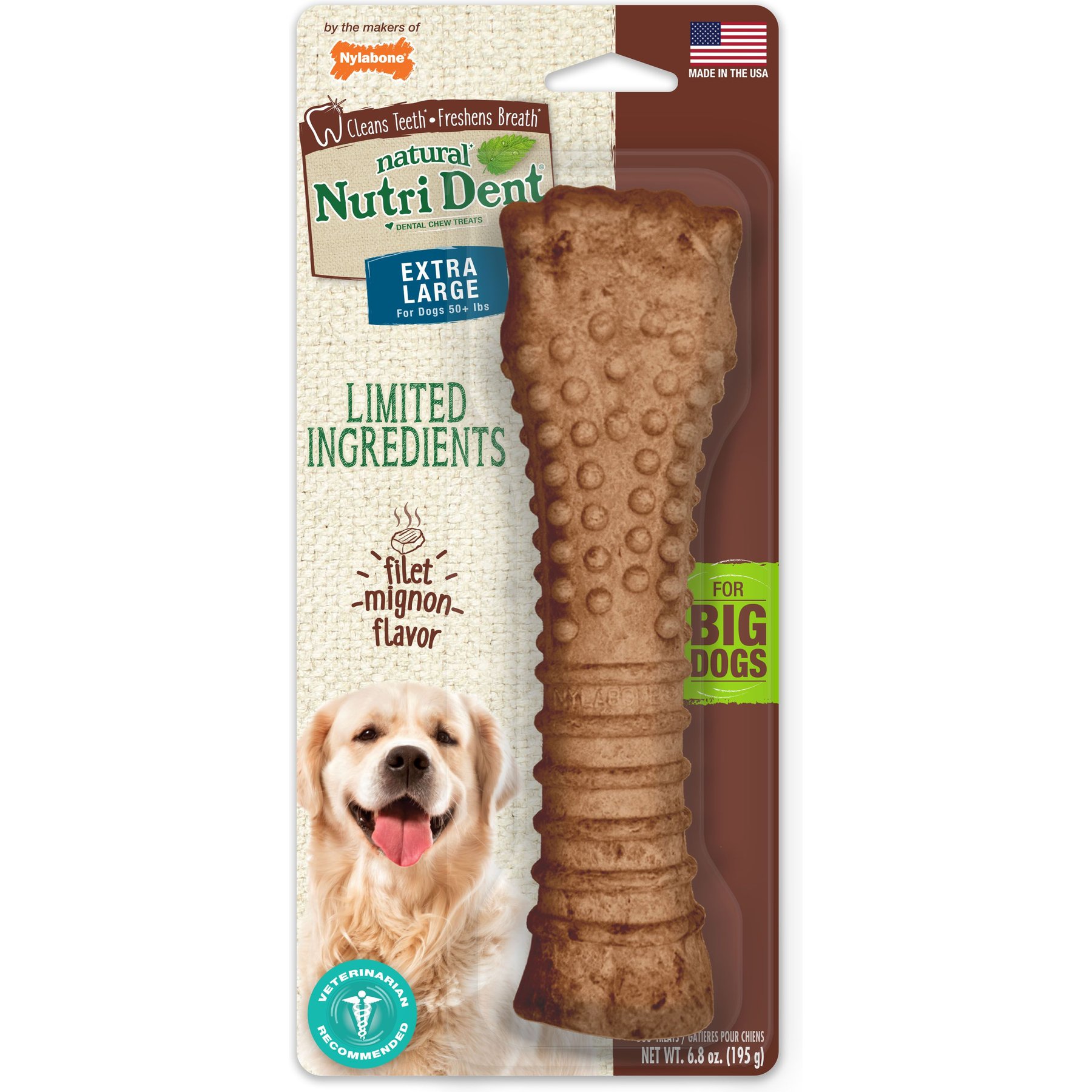 Nylabone Nutri Dent Filet Mignon Flavored Dog Dental Chews, X-Large