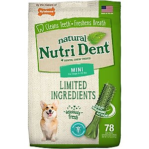 Nylabone Nutri Dent Mini Limited Ingredients Fresh Breath Natural Dental Dog Treats, 78 count