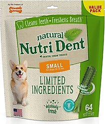 Nylabone Nutri Dent Natural Dental Fresh Breath Flavored Chew Treat, Small, 64 count