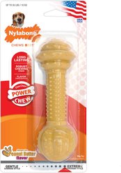 Nylabone Power Chew Barbell Peanut Butter Flavored Dog Chew Toy, Medium