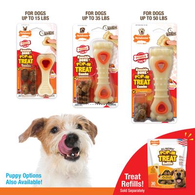 Show full view: Nylabone Power Chew Chicken Flavored Knuckle Bone & Pop-In Treat Toy Combo Dog Chew Toy, Large slide 9 of 12