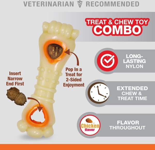 Nylabone Power Chew Chicken Flavored Knuckle Bone & Pop-In Treat Toy Combo Dog Chew Toy