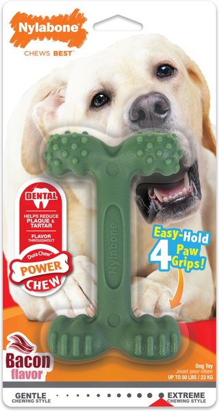 Nylabone Power Chew Easy-Hold Dog Dental Chew Toy Easy Hold Bacon