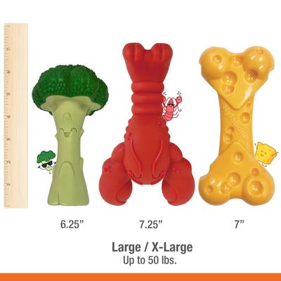 Show full view: Nylabone Power Chew Lobster, Cheese, & Broccoli Dog Chew Toy Bundle, Large slide 5 of 12