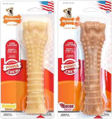 Show full view: Nylabone Power Chew Original & Bacon Flavored Dog Chew Toys Aggressive Chewers Bundle, X-Large, 2 count slide 1 of 12