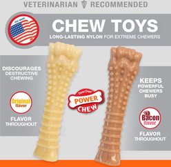 Nylabone Power Chew Original & Bacon Flavored Dog Chew Toys Aggressive Chewers Bundle, X-Large, 2 count slide 2 of 9