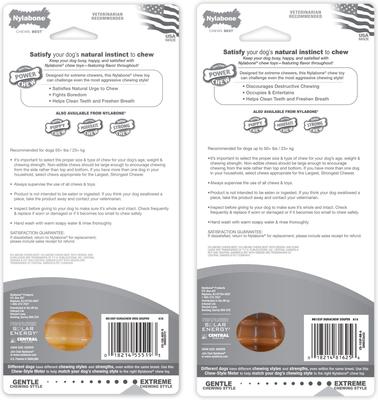 Show full view: Nylabone Power Chew Original & Bacon Flavored Dog Chew Toys Aggressive Chewers Bundle, X-Large, 2 count slide 9 of 12