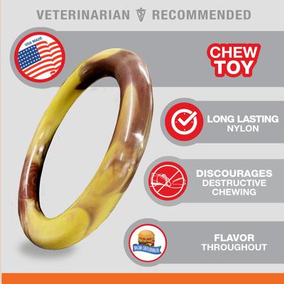 Show full view: Nylabone Power Chew Smooth Ring Dog Chew Toy Bacon Cheeseburger, Large  slide 2 of 12