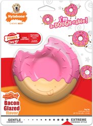 Nylabone Power Donut Bacon Glazed Flavor Tough Dog Chew Toy, Pink, Large/Giant
