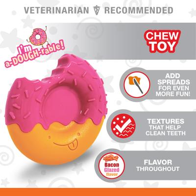 Show full view: Nylabone Power Donut Bacon Glazed Flavor Tough Dog Chew Toy, Pink, Large/Giant slide 5 of 12