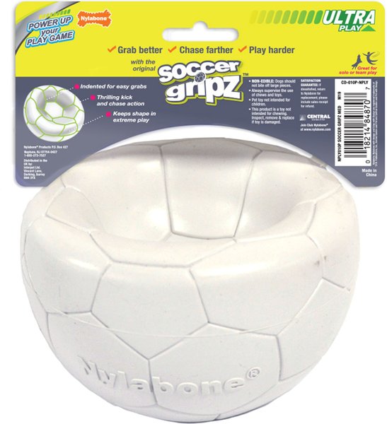 Show full view: Nylabone Power Play Gripz Soccer Ball Dog Toy, Medium slide 7 of 11