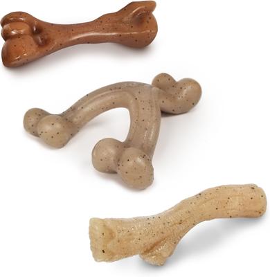 Show full view: Nylabone Puppy Gourmet Style Strong Chew Dog Toys, Bacon, Chicken, Peanut Butter, 3 Count slide 9 of 12