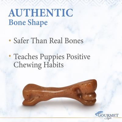 Show full view: Nylabone Puppy Gourmet Style Strong Chew Femur Bacon Flavored Dog Toy, Brown, Small slide 6 of 12