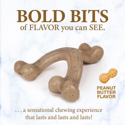 Show full view: Nylabone Puppy Gourmet Style Strong Chew Wishbone Peanut Butter Dog Toy, Brown, Small/Regular slide 3 of 12