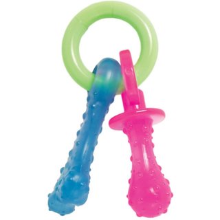 Nylabone Puppy Pacifier Teething Toy Chew Teething Pacifier Bacon, Small slide 1 of 9