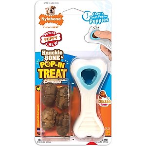 Nylabone Puppy Power Chew Knuckle Bone & Pop-In Puppy Treat Toy Combo, Blue, X-Small