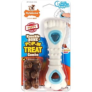 Nylabone Puppy Power Chew Knuckle Bone & Pop-In Puppy Treat Toy Combo Chicken, Medium