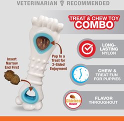 Nylabone Puppy Power Chew Knuckle Bone & Pop-In Puppy Treat Toy Combo Chicken, Medium slide 2 of 9