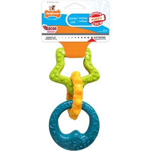 Nylabone Puppy Power Chew Teething Toy Rings Dogs Bacon Yellow, Small 