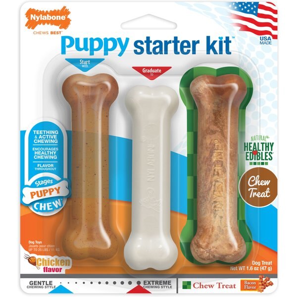 Nylabone Power Chew Variety Pack, Chicken, Bacon & Peanut Butter Flavored Dog Chew Toys