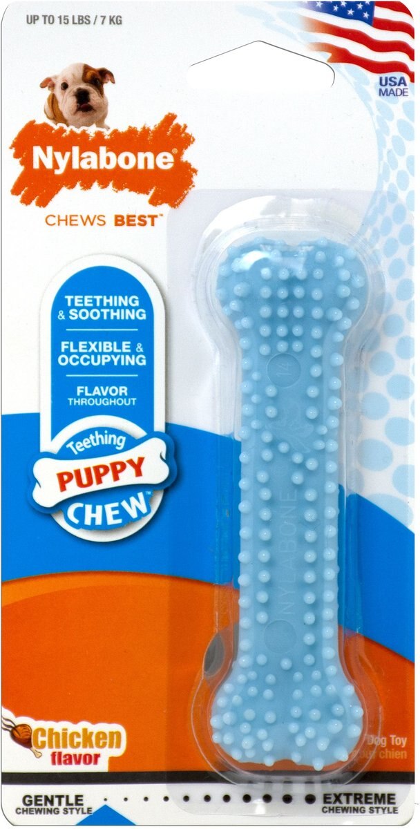 Nylabone Puppy Teething & Soothing Flexible Chicken Flavor Chew Dog Toy