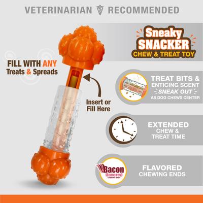 Show full view: Nylabone Sneaky Snacker Bacon Flavor Dog Treat Toy, Orange, Medium  slide 4 of 13
