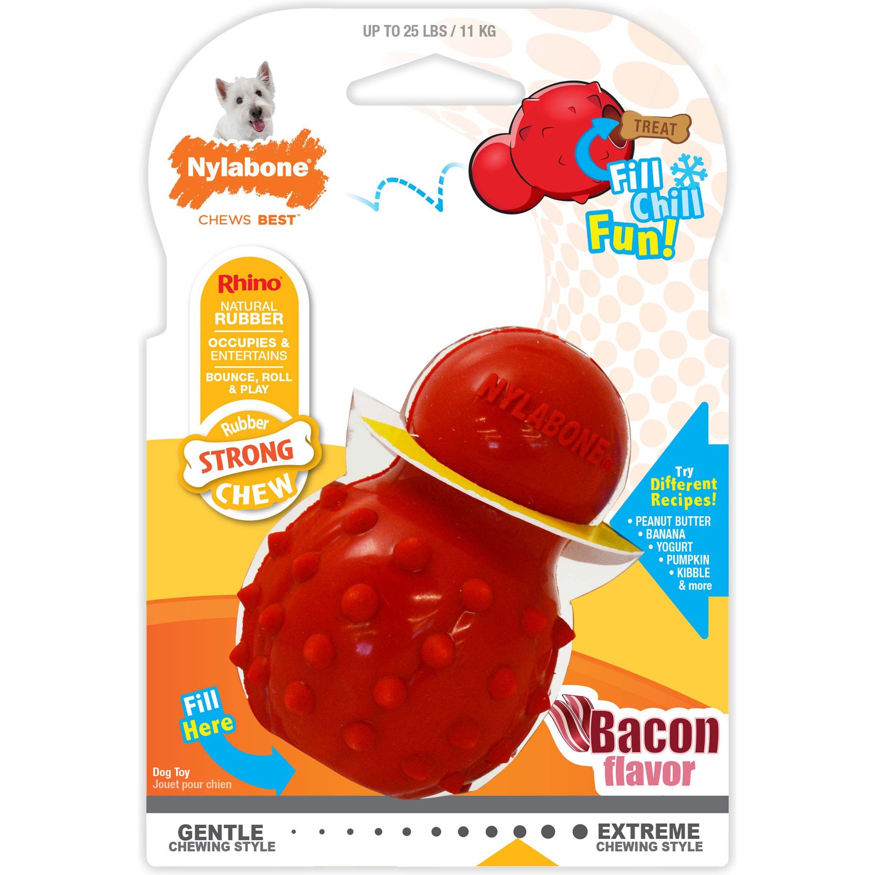 Nylabone Strong Chew Cone Stuffable Dog Toy Rubber Stuffable Cone Bacon Cone, Small