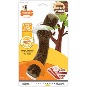 Nylabone Strong Chew Real Wood Dog Stick Toy Maple Bacon, X-Large
