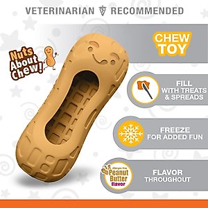 Nylabone Strong Rubber Allergen-Free Peanut Butter Flavor Tough Dog Treat Toy, Brown, Medium/Wolf