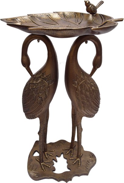 Show full view: Oakland Living Handmade Metal Crane Lily Bird Bath, Antique Bronze slide 1 of 7